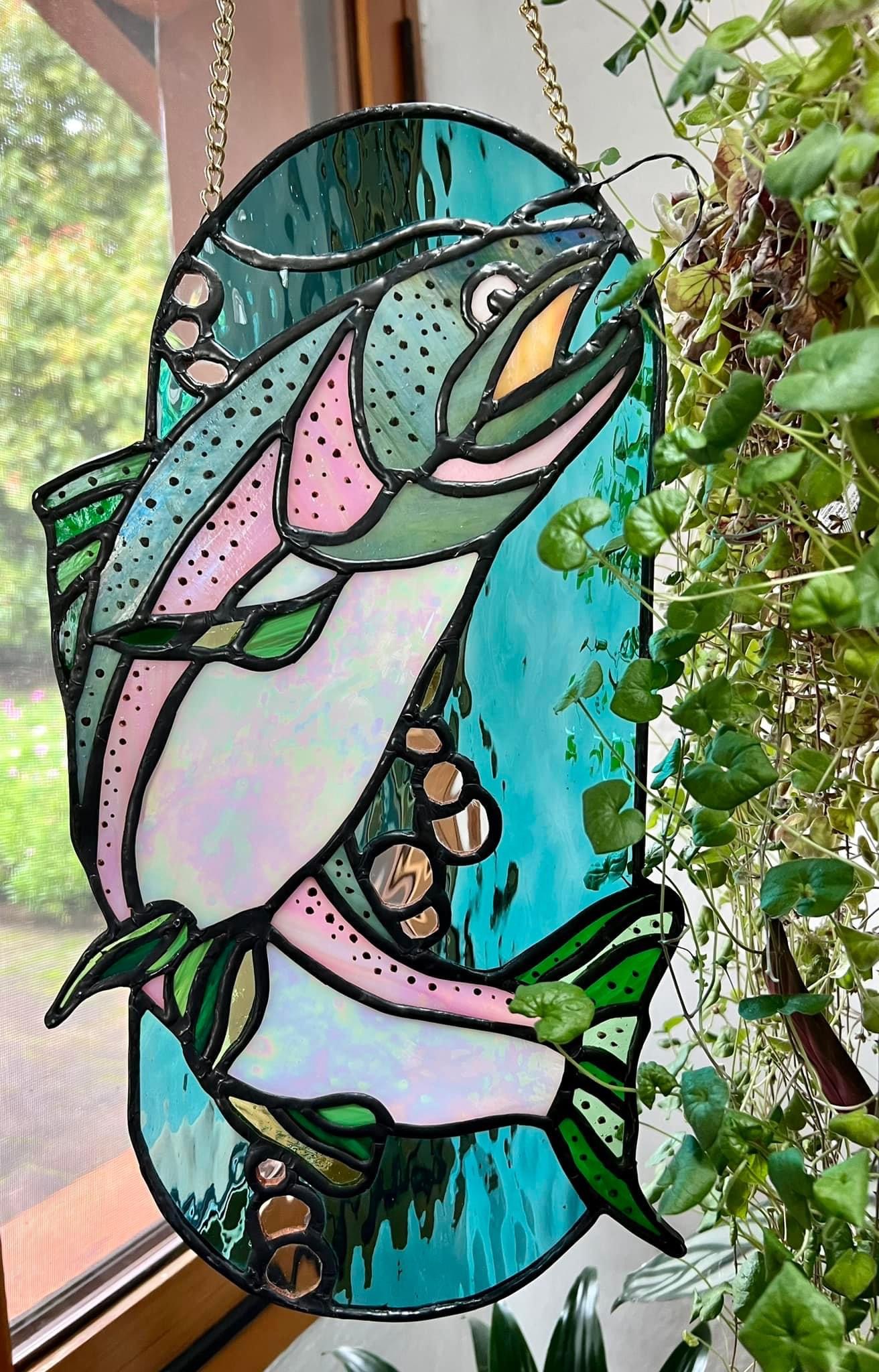 Rainbow trout stained glass panel ✨🌈🐟 Ahhhhhhhhhhh!!! I am so